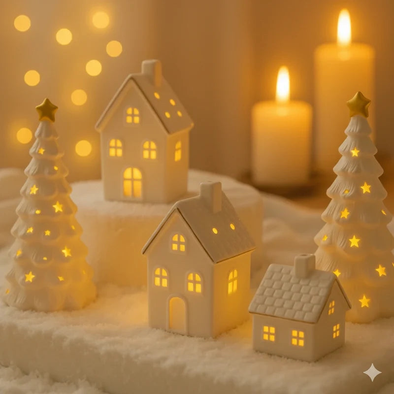 Snowy Ceramic Christmas Village Houses, view 4