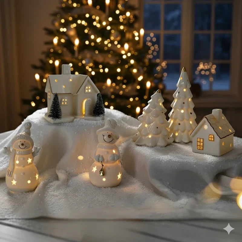 Snowy Ceramic Christmas Village Houses, view 6