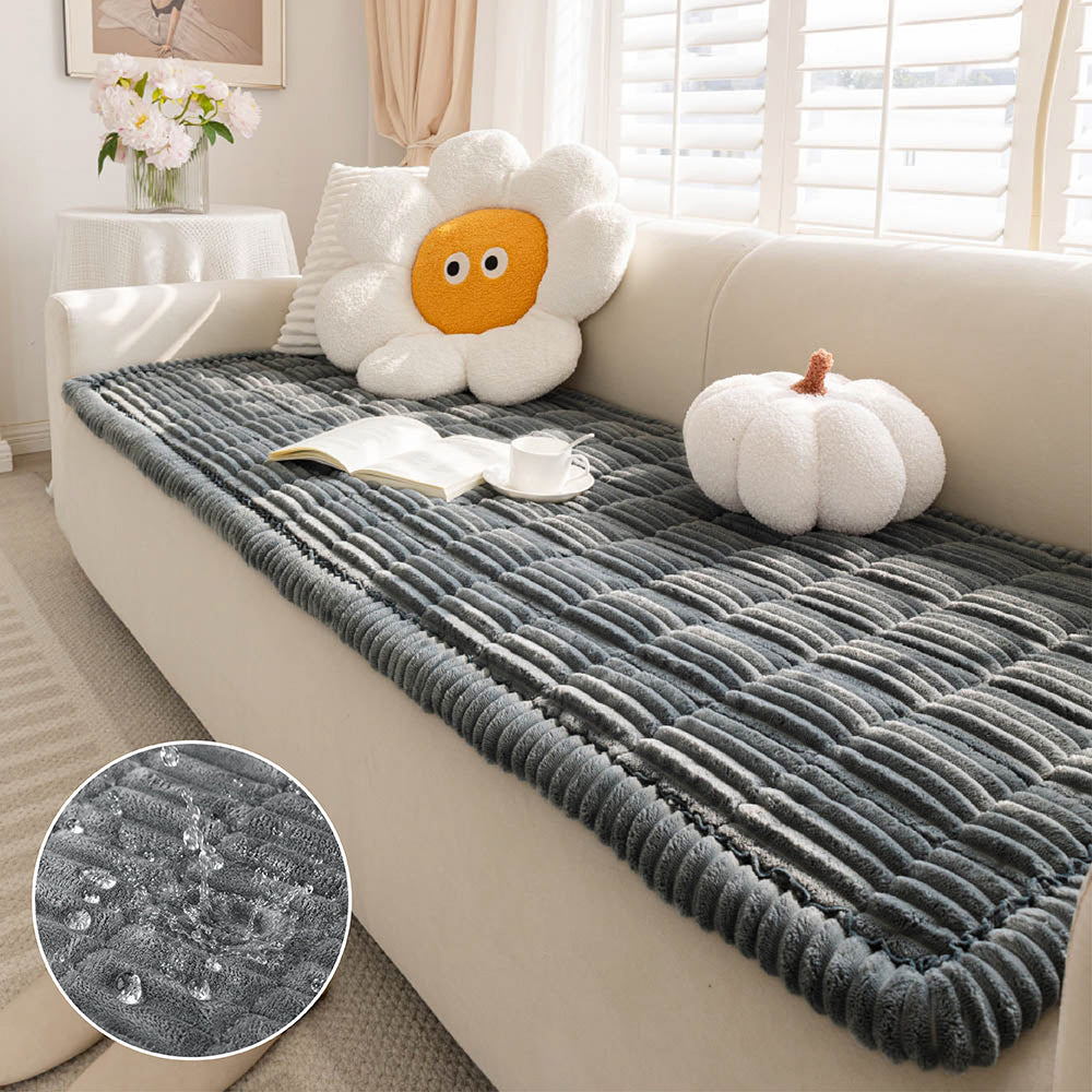 Flannel Couch Cover in dark grey