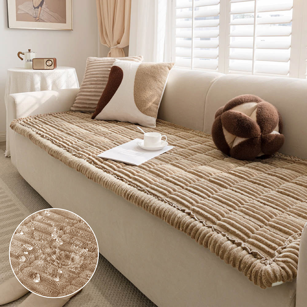 Flannel Couch Cover in light brown