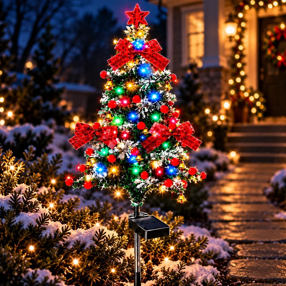 Solar Christmas Tree with Multicolor Lights, view 2