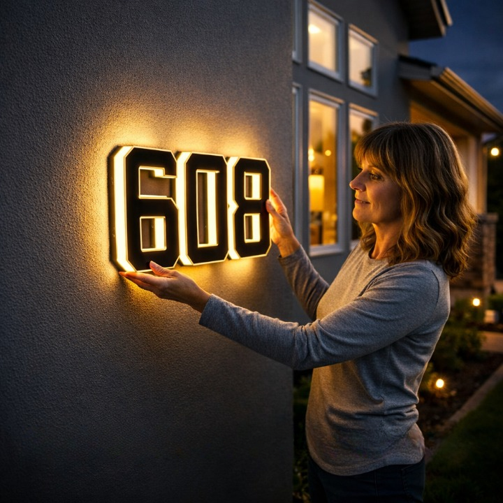 Solar LED House Number, view 1