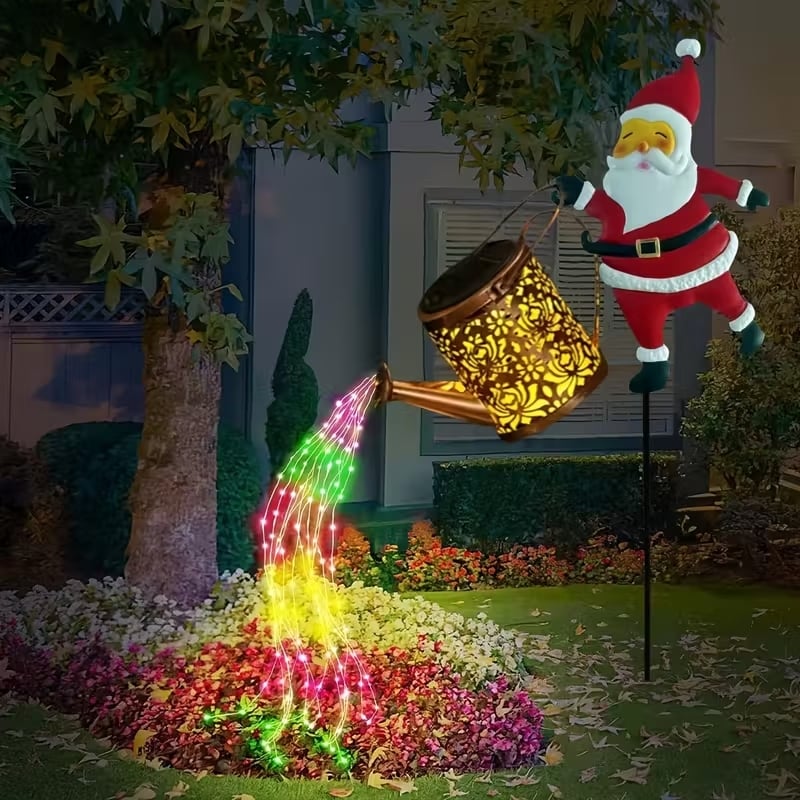 Solar Santa Watering Can Lantern, view 2
