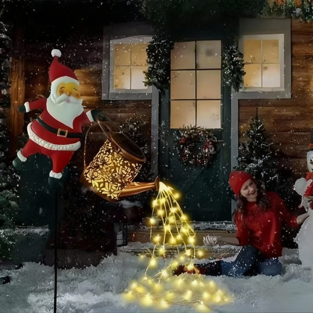 Solar Santa Watering Can Lantern, view 5