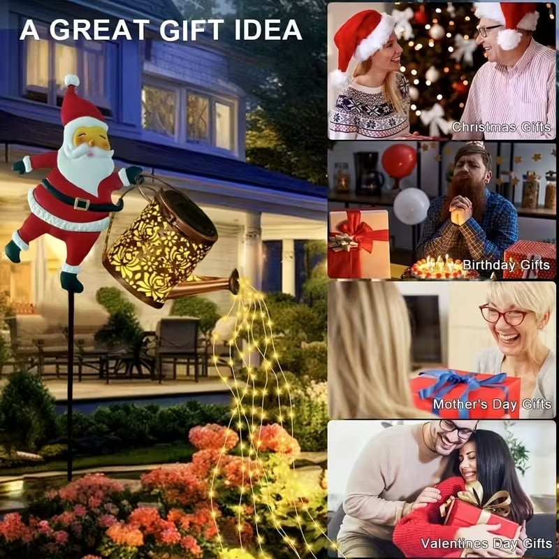 Solar Santa Watering Can Lantern, view 6