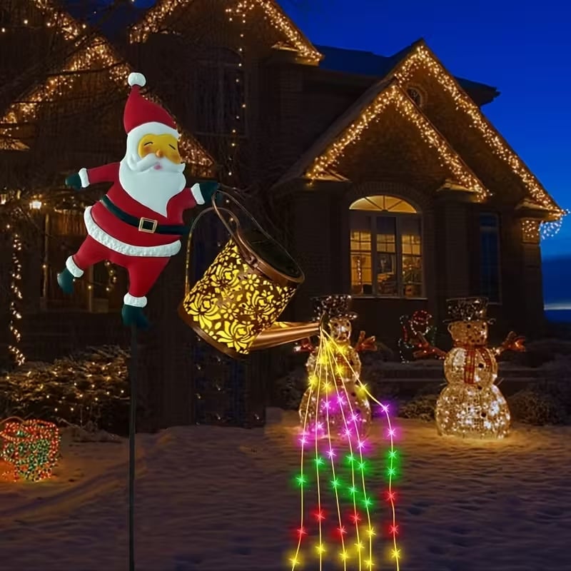 Solar Santa Watering Can Lantern, view 7