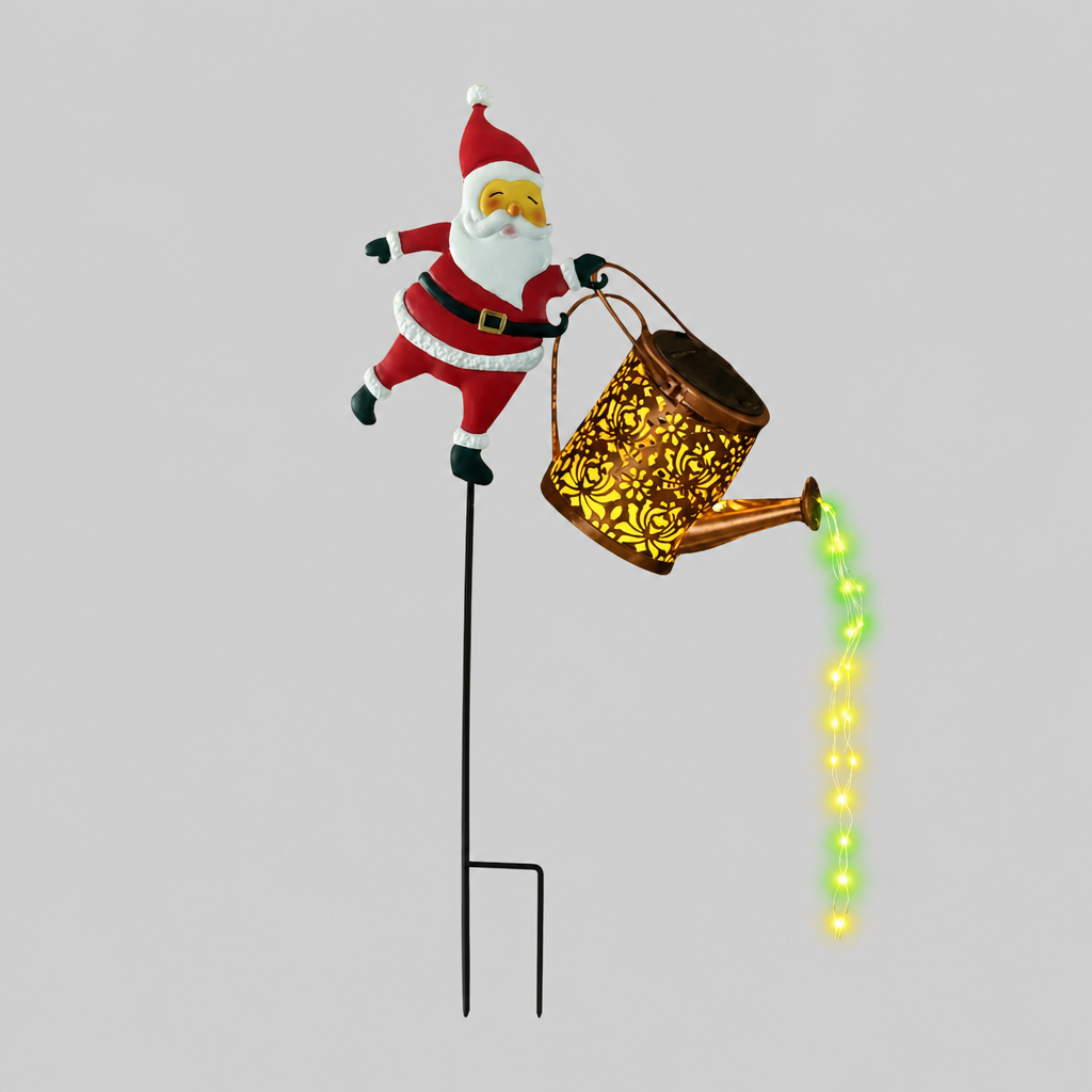Solar Santa Watering Can Lantern product photo