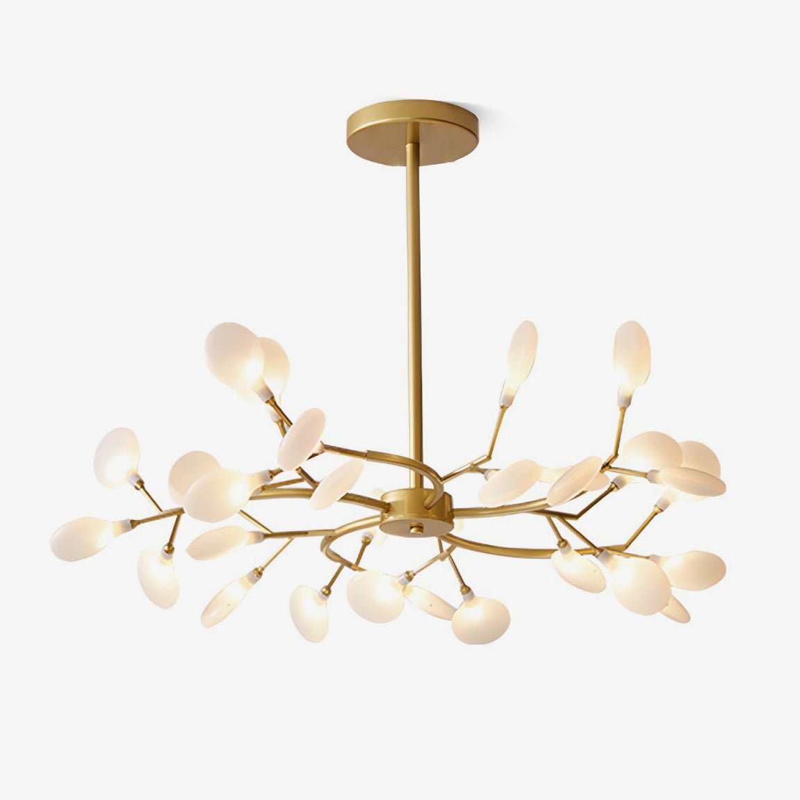 Sputnik Chandelier with Glass Leaves, view 1