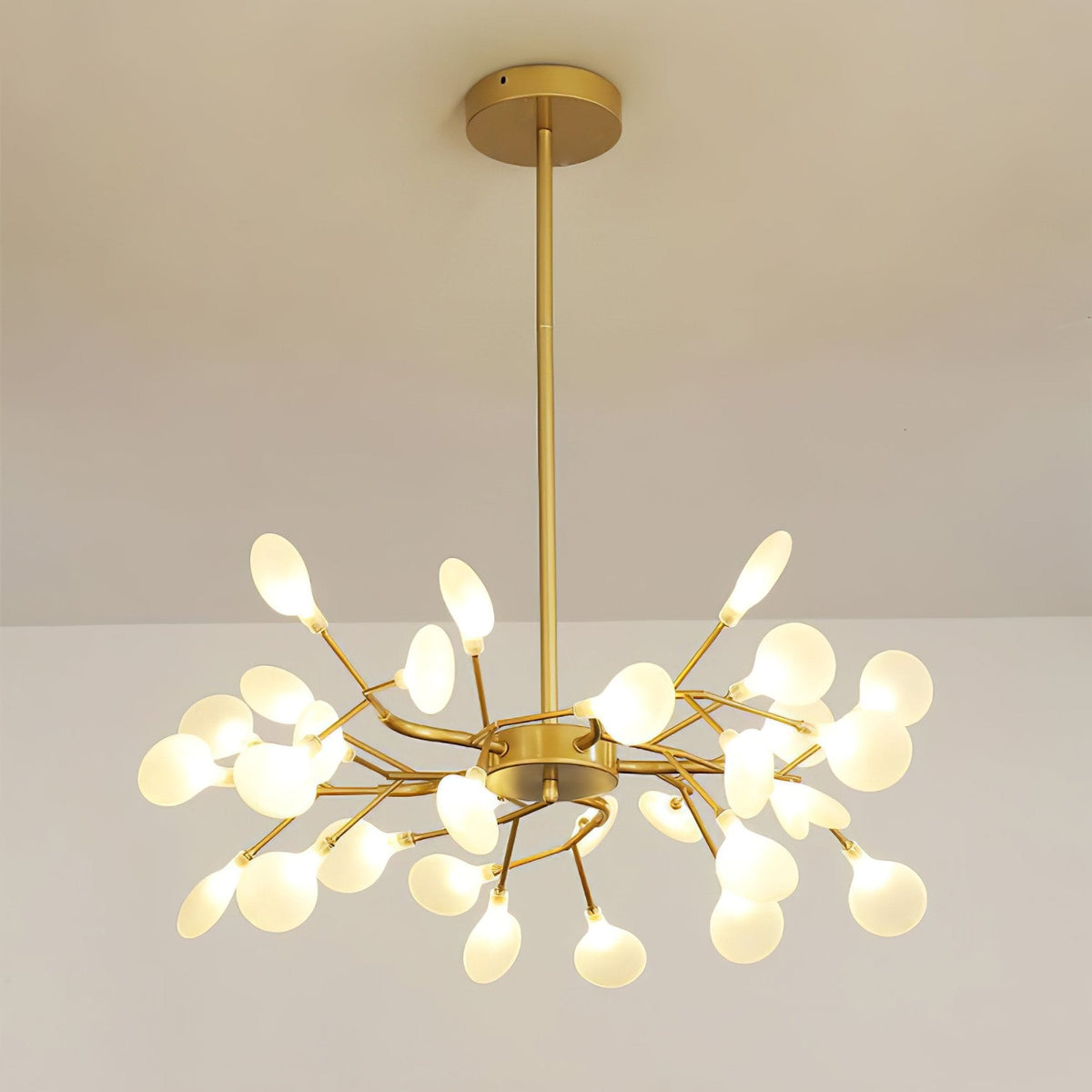 Sputnik Chandelier with Glass Leaves, view 2