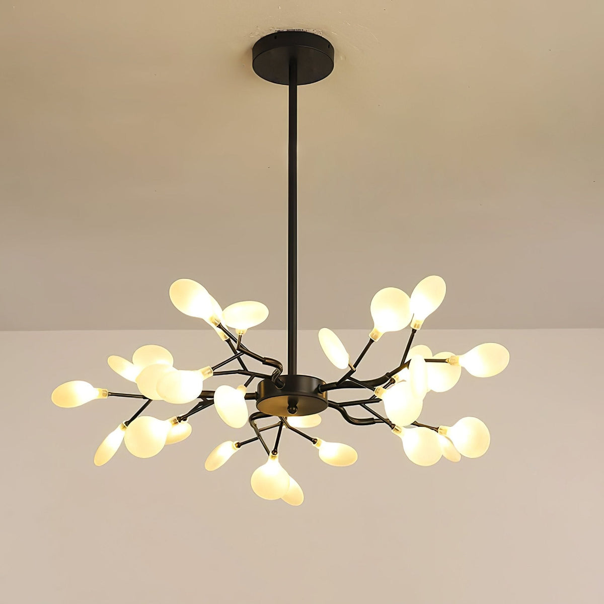 Sputnik Chandelier with Glass Leaves, view 4
