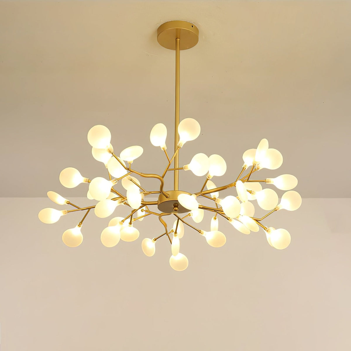 Sputnik Chandelier with Glass Leaves, view 5