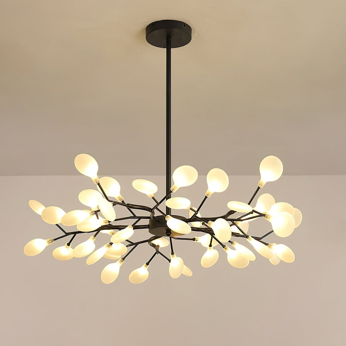 Sputnik Chandelier with Glass Leaves, view 6
