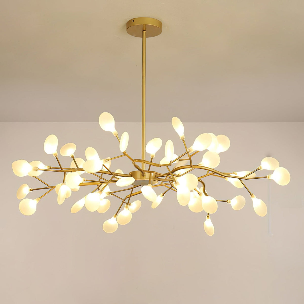Sputnik Chandelier with Glass Leaves, view 7
