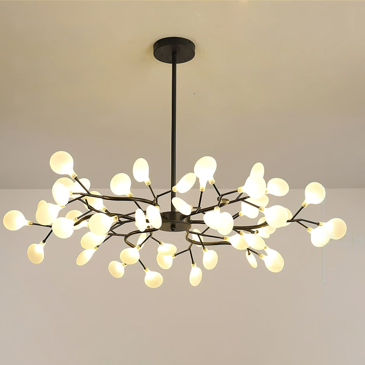 Sputnik Chandelier with Glass Leaves, view 8