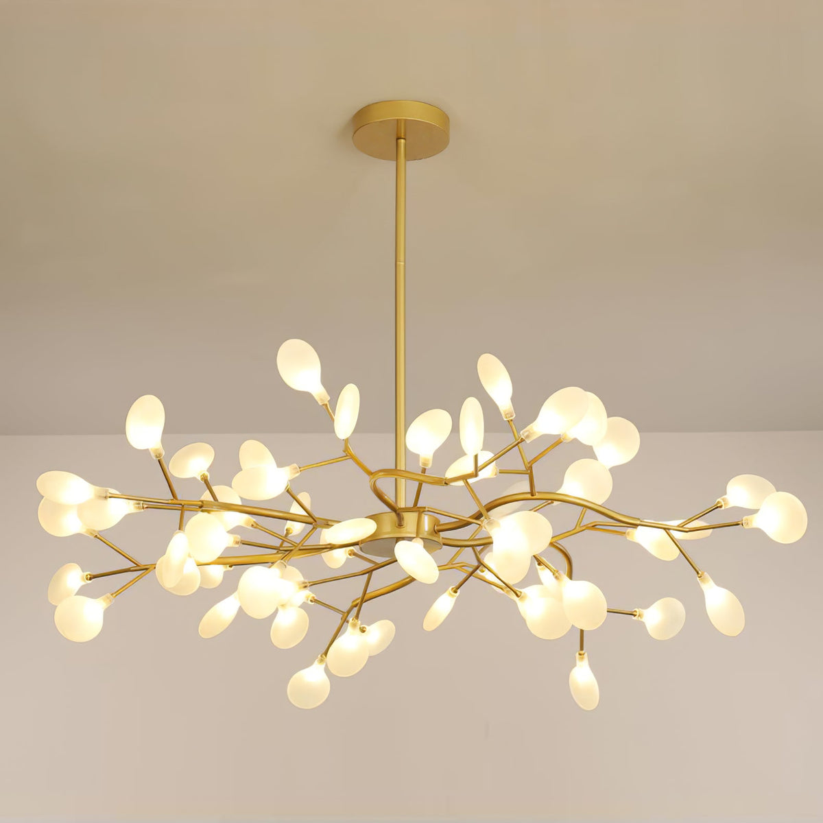 Sputnik Chandelier with Glass Leaves, view 9