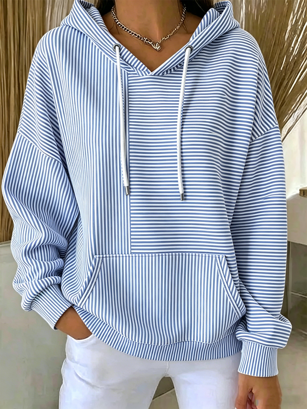 Striped Drawstring Hoodie, view 1