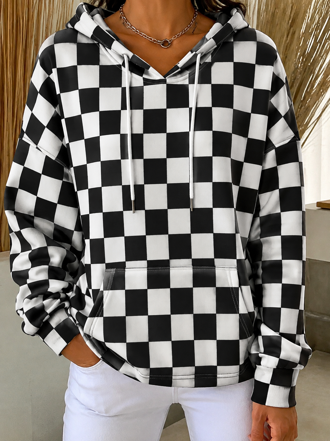 Striped Drawstring Hoodie, view 11