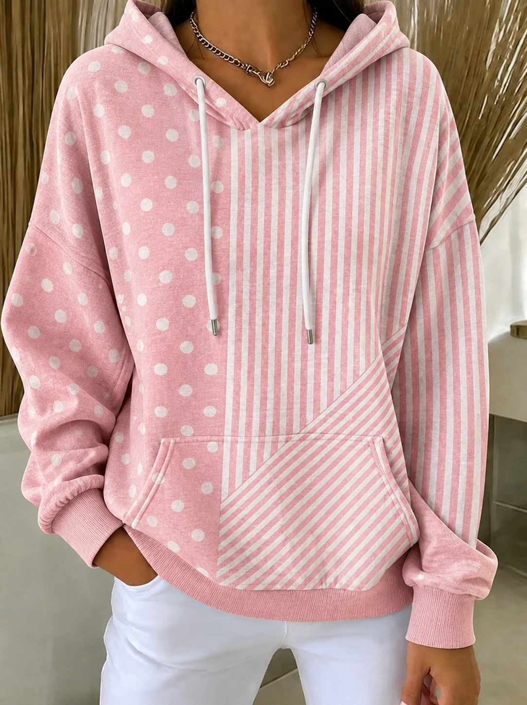 Striped Drawstring Hoodie, view 12
