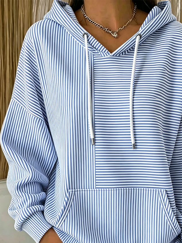 Striped Drawstring Hoodie, view 2