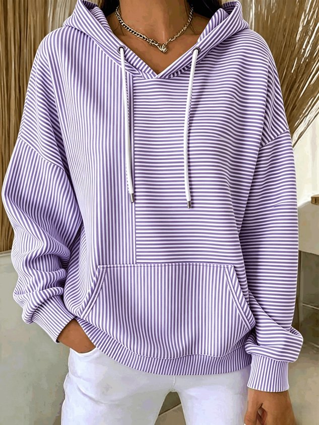 Striped Drawstring Hoodie, view 3