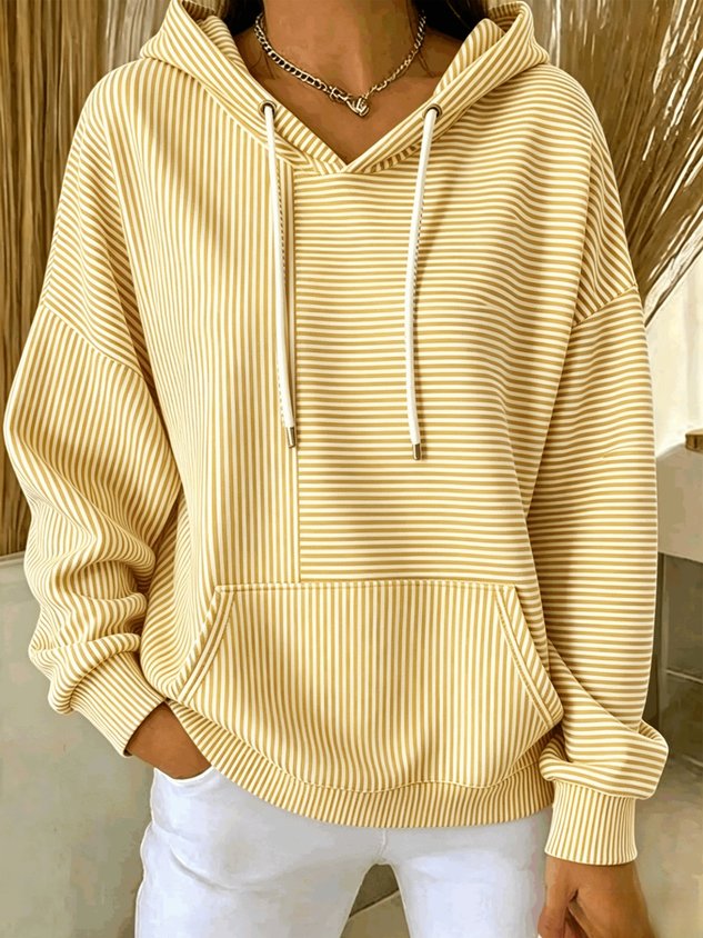 Striped Drawstring Hoodie, view 4