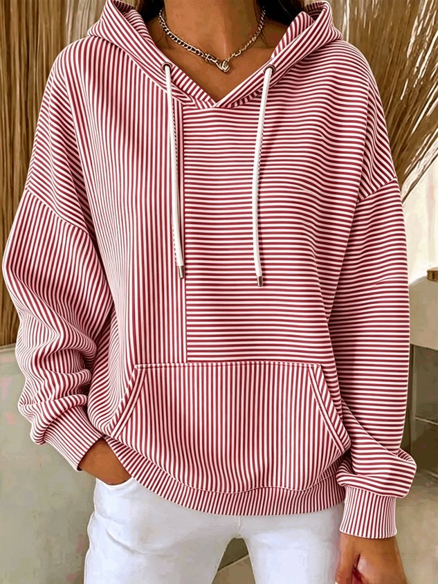Striped Drawstring Hoodie, view 5