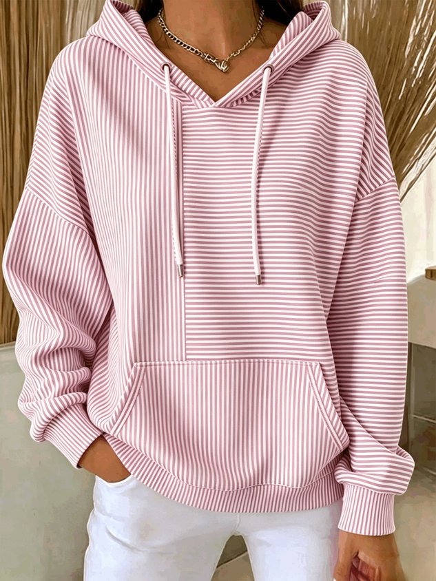Striped Drawstring Hoodie, view 6