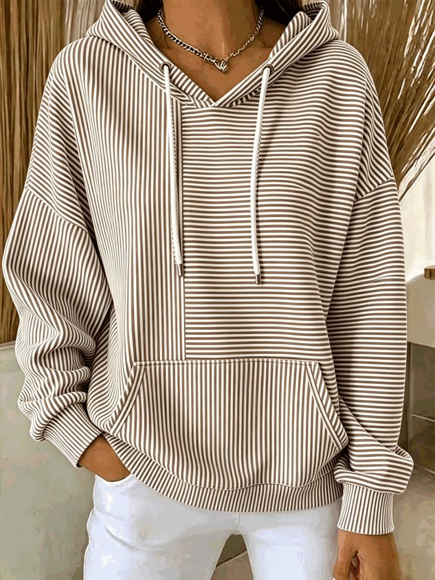Striped Drawstring Hoodie, view 7