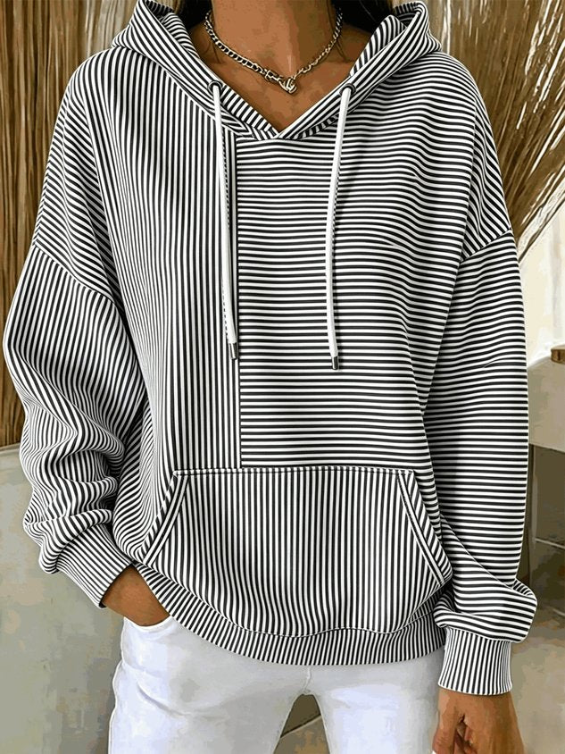 Striped Drawstring Hoodie, view 8