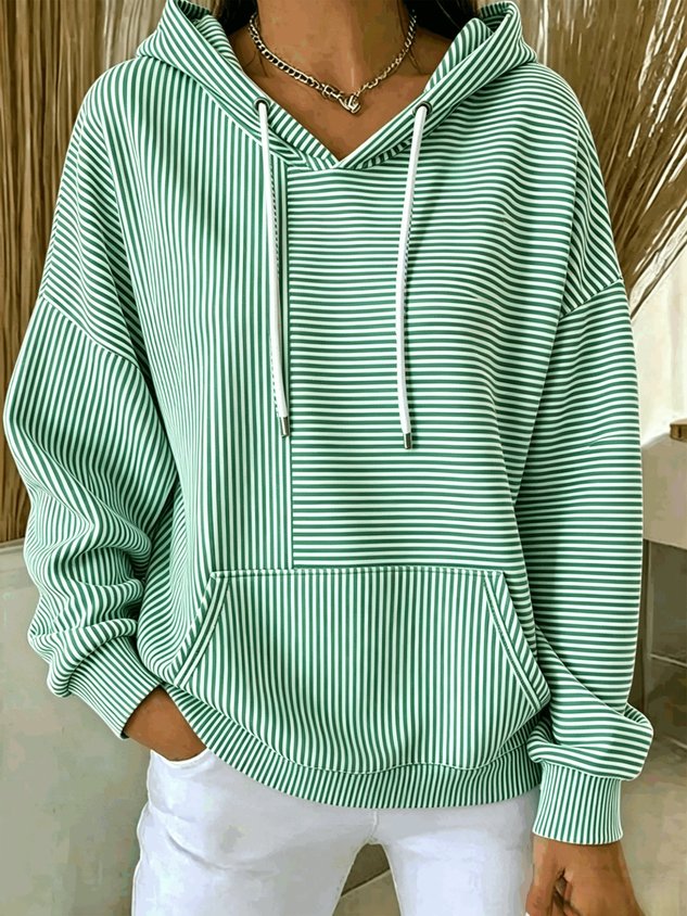 Striped Drawstring Hoodie, view 9