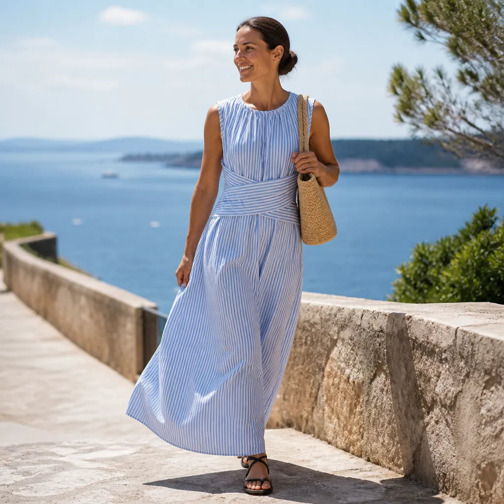 Striped Wrap Maxi Dress, extra view 3