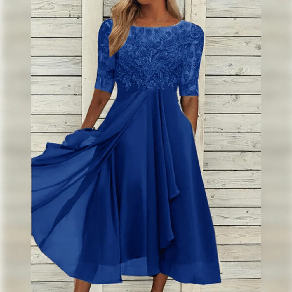 Tailored Midi Dress in bright blue