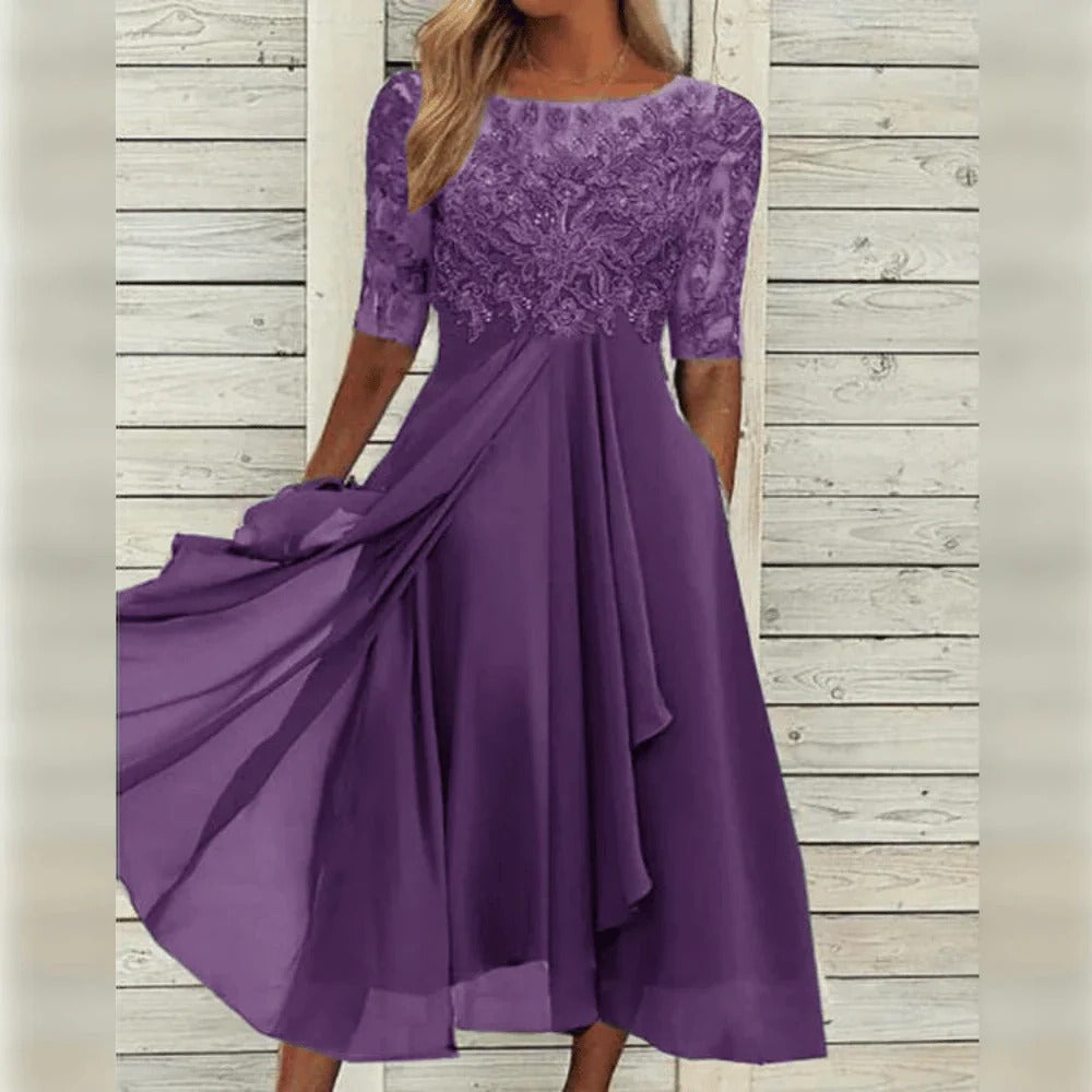 Tailored Midi Dress in purple