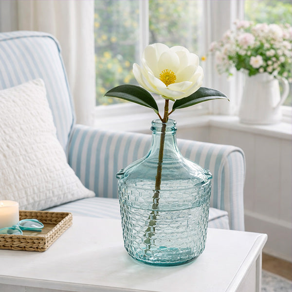 Teal Glass Demijohn Vase, view 1