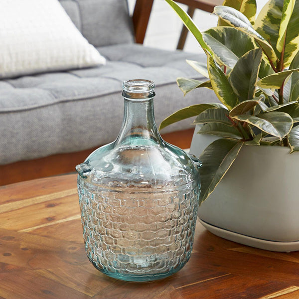 Teal Glass Demijohn Vase, view 3