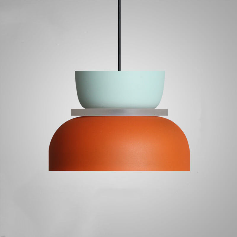 Pendant Light in cyan and orange, size large