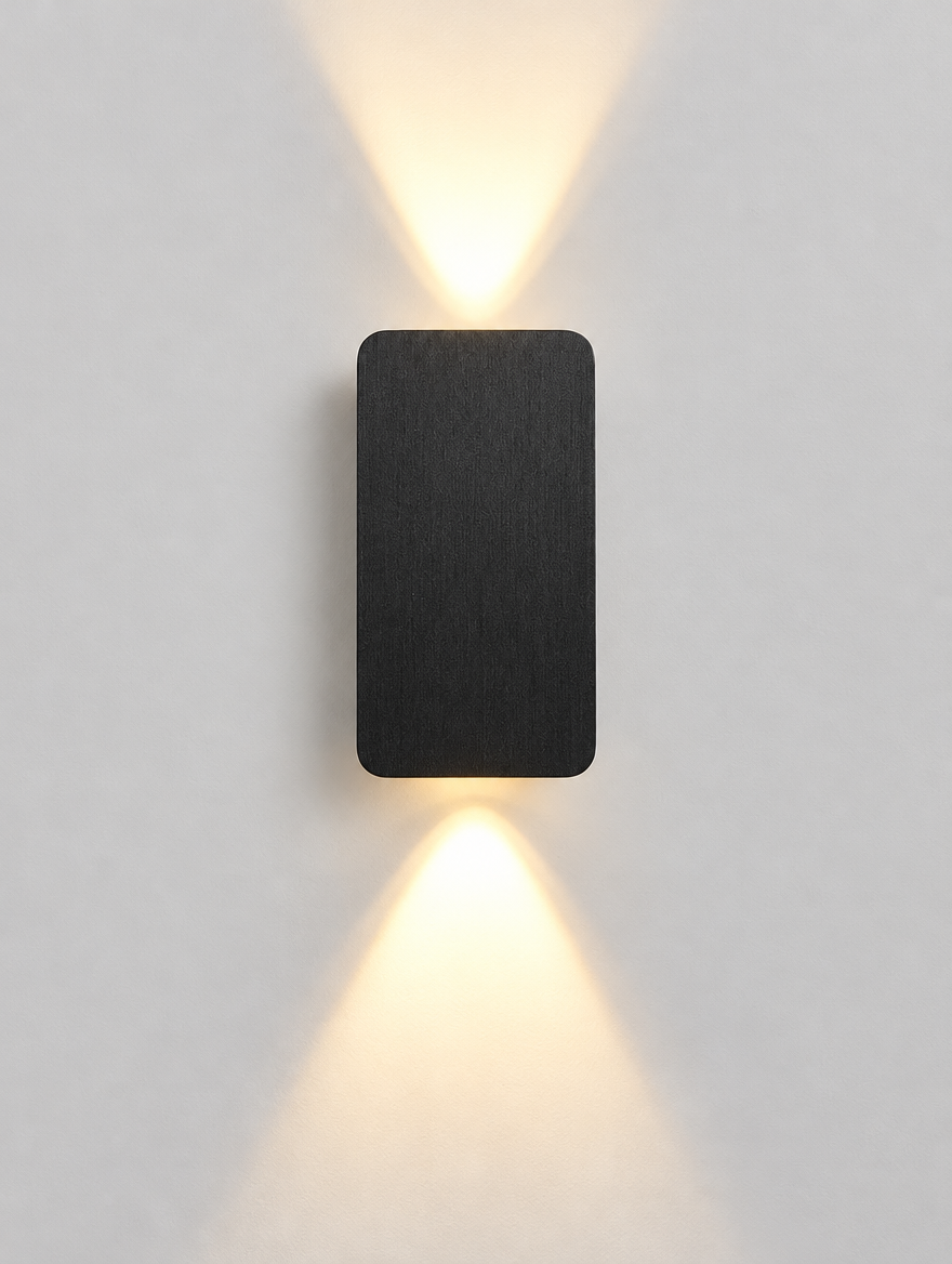 Up and Down Wall Sconce, product photo on a light grey background
