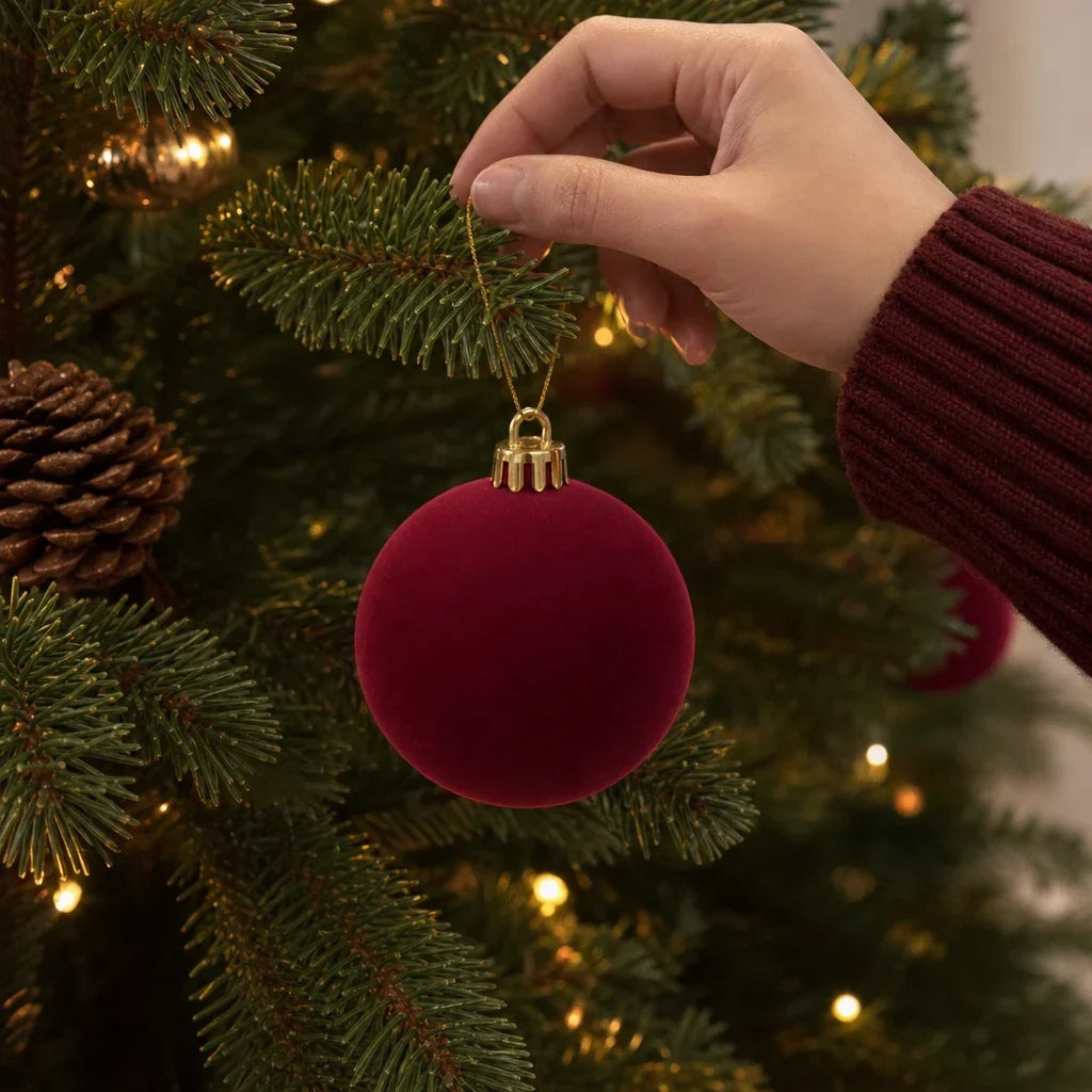 Velvet Christmas Ball Ornaments, Set of 12, view 1