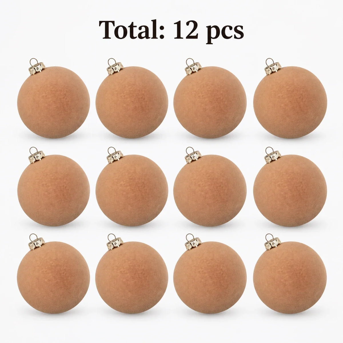 Velvet Christmas Ball Ornaments, Set of 12, Terracotta
