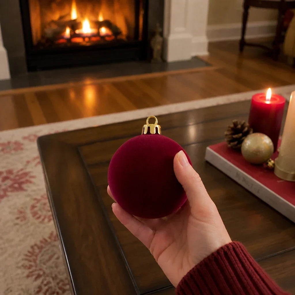 Velvet Christmas Ball Ornaments, Set of 12, view 2