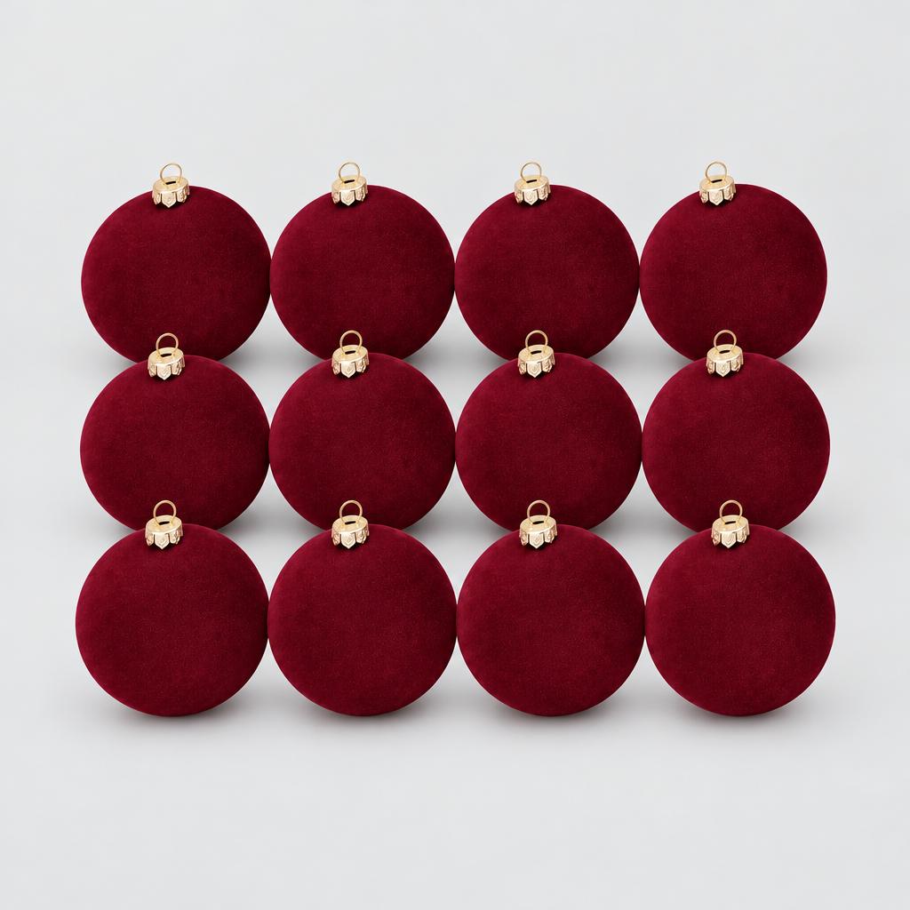 Velvet Christmas Ball Ornaments, Set of 12 product photo