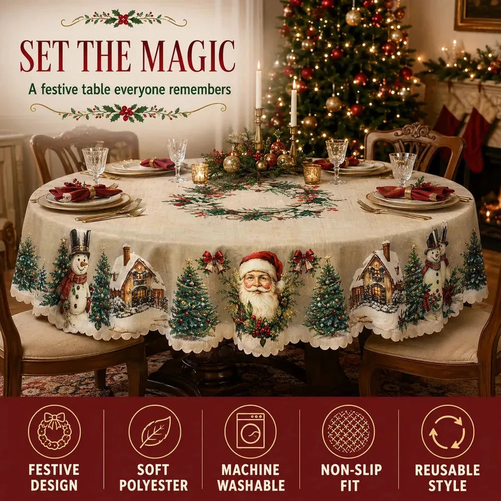 Vintage Christmas Tablecloth, view 2