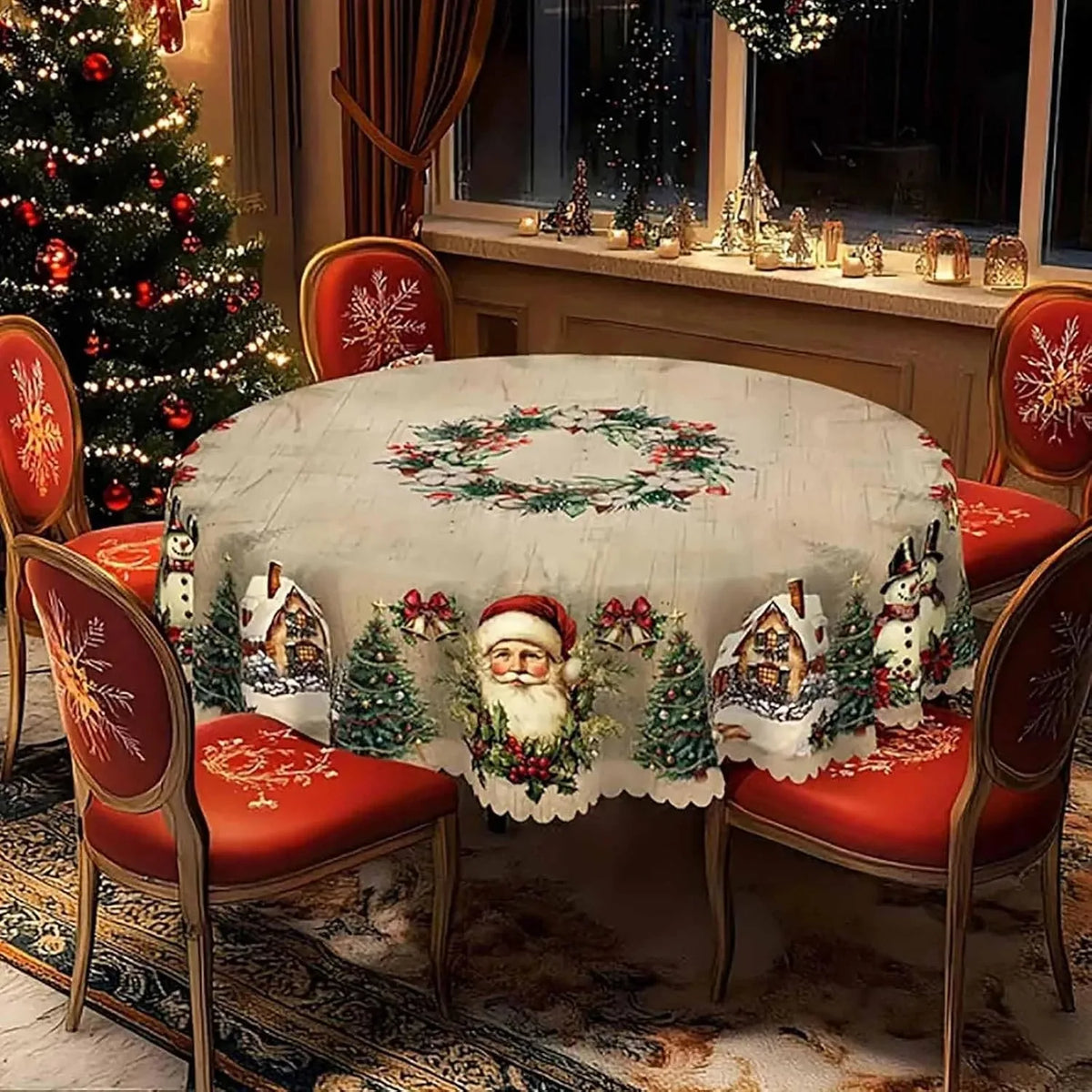 Vintage Christmas Tablecloth, view 4