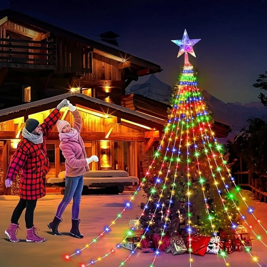 Waterfall Christmas Tree Lights with Star, view 6