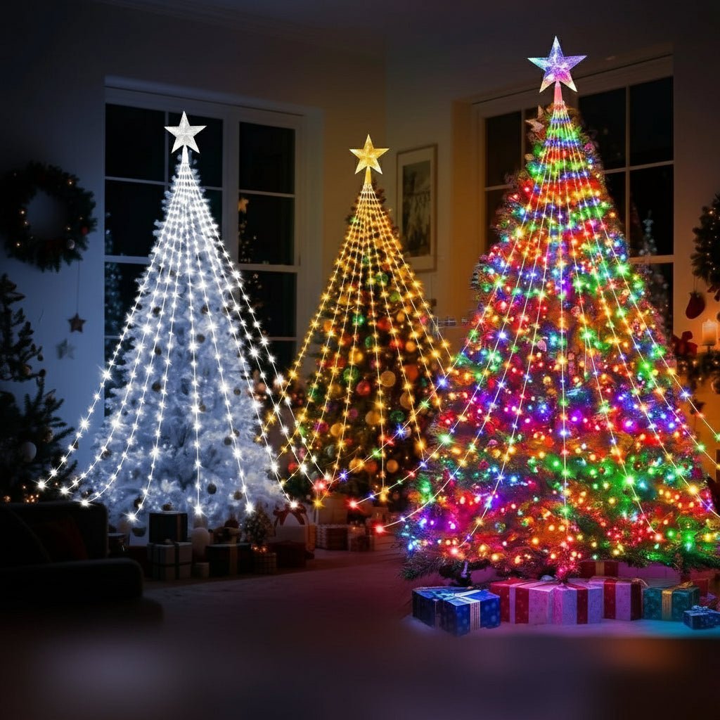Waterfall Christmas Tree Lights with Star, view 9
