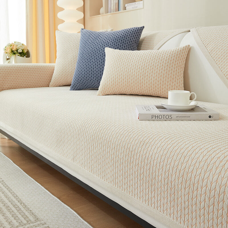 Chenille Couch Cover in beige