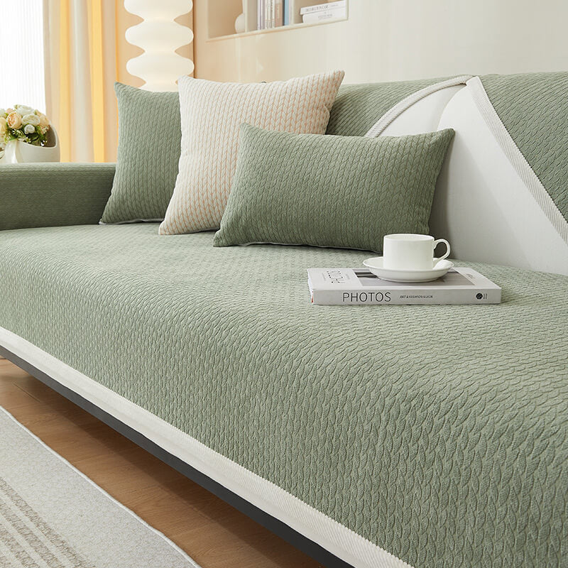 Chenille Couch Cover in green