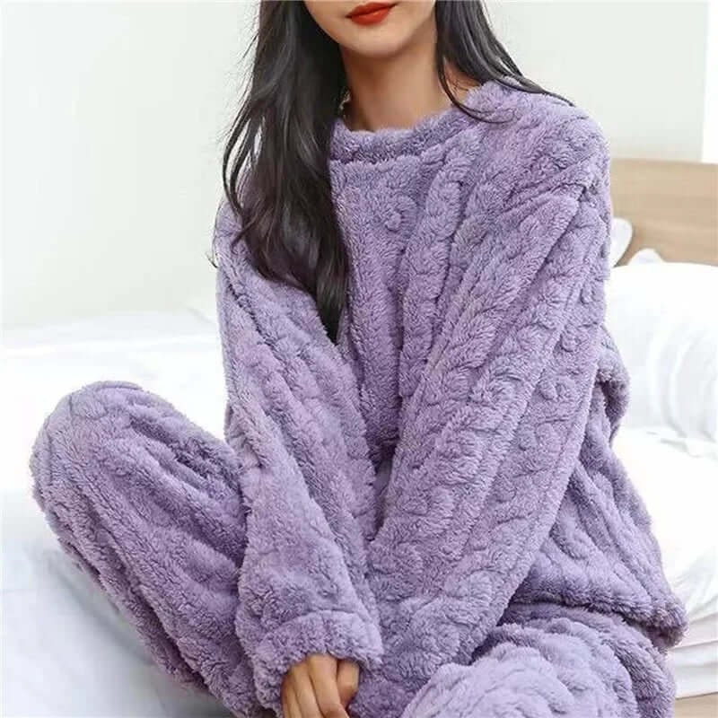 Women's Fleece Christmas Pajama Set, Purple