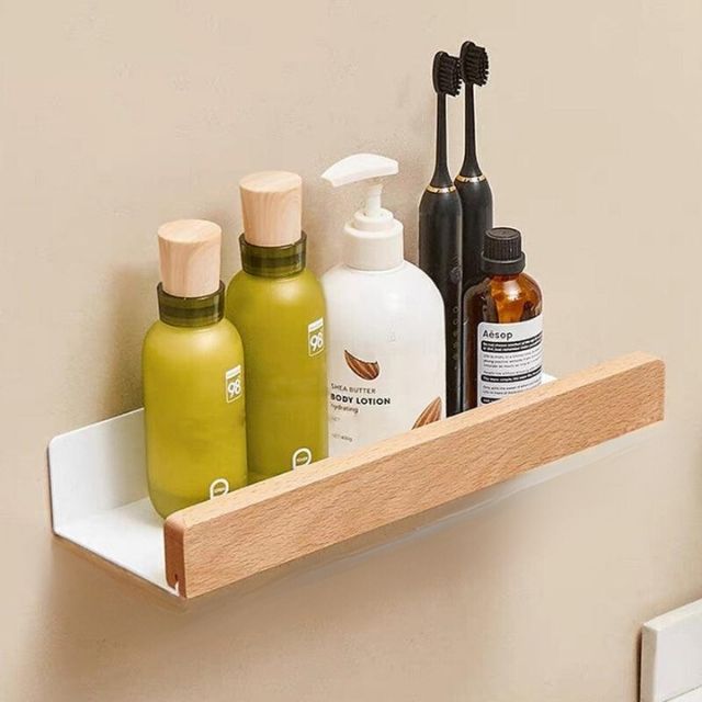 Wood Bathroom Wall Shelf, view 10