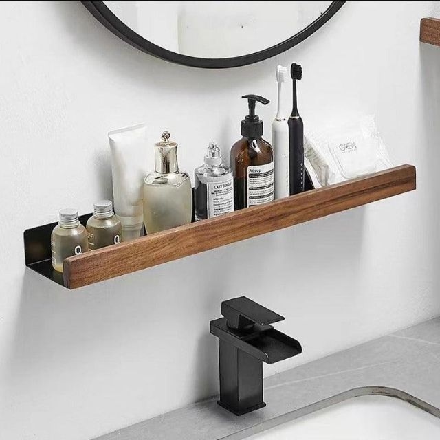Wood Bathroom Wall Shelf, view 5